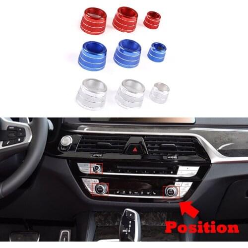 JEAZEA 3pcs Air Conditioning Knob Aluminum Volume Control Knob Trim Cover Fit for BMW X3 5 Series 6 Series GT only 2018 2019