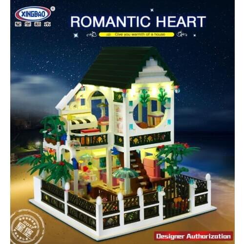 1500PCS The New Romantic Heart Set with Light USB Building Block Bricks Educational Toy as Valentines Day Present 01202