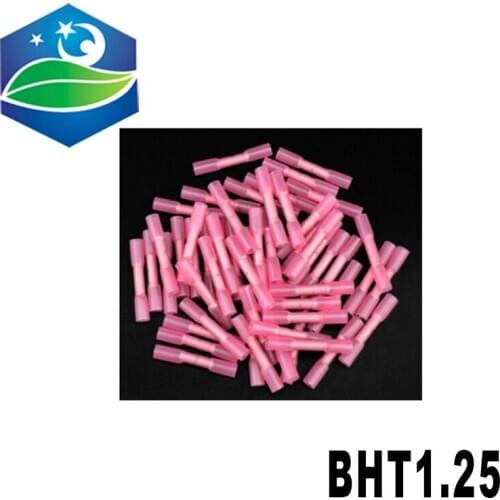 Red copper 500 PCS BHT-1.25 cold-pressure terminal Insulated Heat Shrink Butt Wire Electrical Crimp Terminal Connector