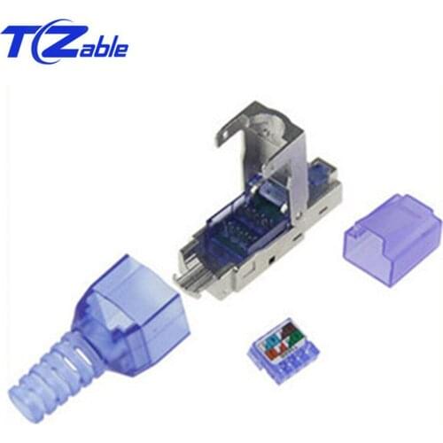 High Quality CAT7 Ethernet RJ45 Connector Shielded Crystal Head Reusable 10Gbps Ethernet Crystal Head Crimp Type Cable Adapter