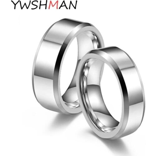 Custom engraving Trendy Stainless Steel Black Rings for Women Wedding Rings Men Jewelry Width 6mm/8mmCouple jewelry