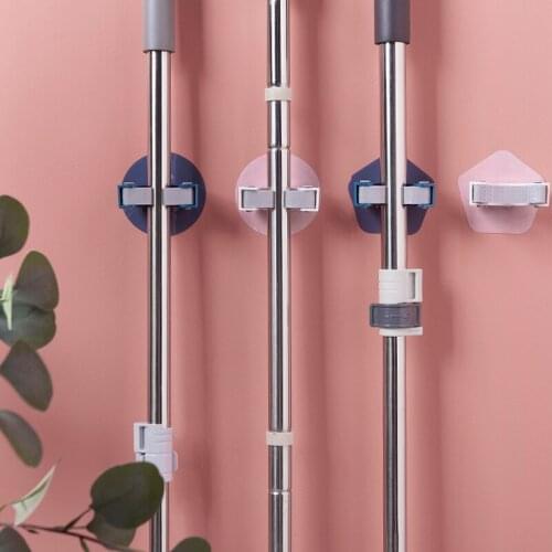 Wall Mounted Storage Mop Organizers Holder Brush Broom Hanger Storage Seamless Mop Hooks Kitchen Bathroom Strong Hooks