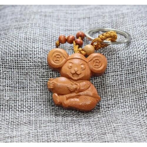 Wholesale Mahogany Three-dimensional Keychain Lifelike Keyring gift for friends women men jewelry car keychain A6