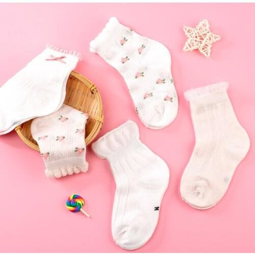 Spring Summer Babies Cotton Cartoon Baby Girl Fairy Lace Baby Clothes Thin Section Cute Childrens Socks For Children Kids