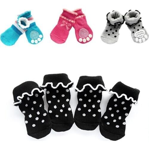 Small Pet Puppy Dogs Socks Cotton Anti Slip Dog Skid Warm Socks Shoes AUG889