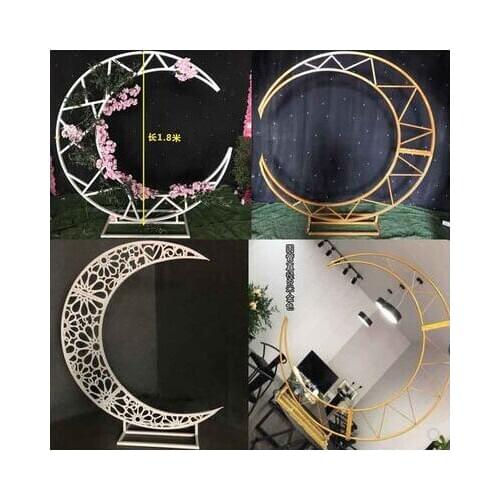 New wedding supplies iron moon flower frame wedding photography flower arch wedding stage background props celebrate