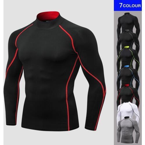 New Spring Gym T-shirt Men Compression Bodybuilding Jogging Sport T-shirt Mens Outdoor Fitness Clothes Running Shirt Rashguard