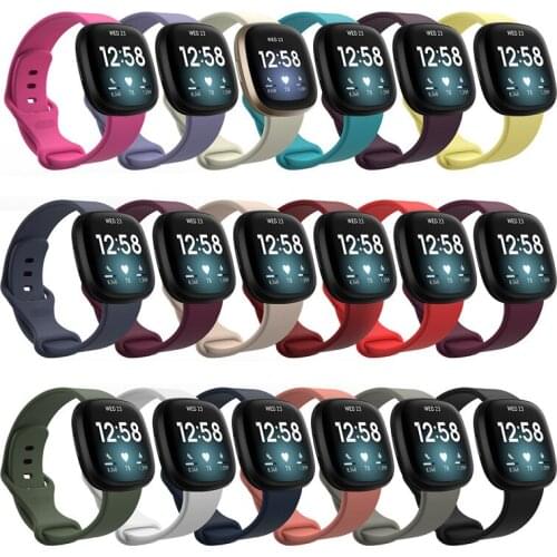Official Solid Silicone Straps For Fitbit Versa 3 Sense Smart Bands Replacement Sport Watchband Buckle Small Large