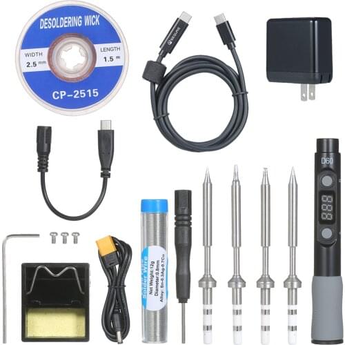 SEQURE Electric Soldering Iron with Digital Tube Intelligent Soldering Iron Kit with 45W PD Power Adapter and 4 Iron Heads