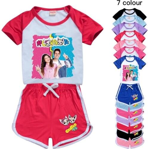 Teens Girls Outfitsme Boutique Kids Clothing Polyester Me Contro Te Kids Summer Boutique Clothing Boys Sport Shirt + Short Sets