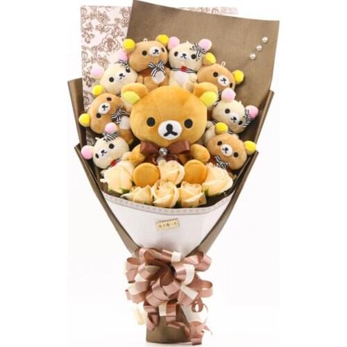 Easy bear soap flower plush bouquet toy Valentines Day Christmas Gifts girl friend present