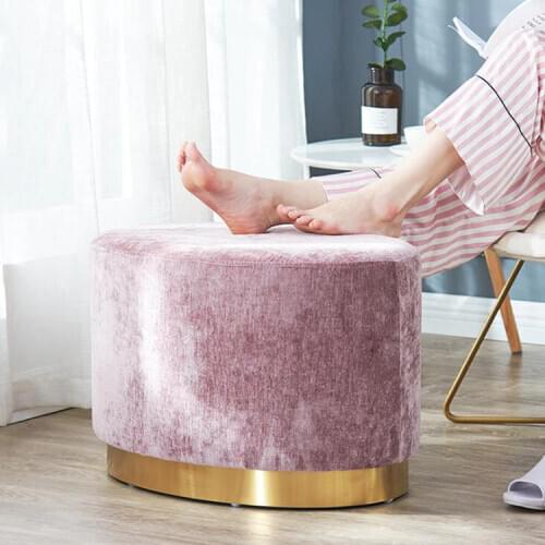 Luxury Golden Iron Home Stool Ottoman Dressing Chair Footstool Soft Velvet Fashion Shoe Stool Beauty Store Living Room Stools