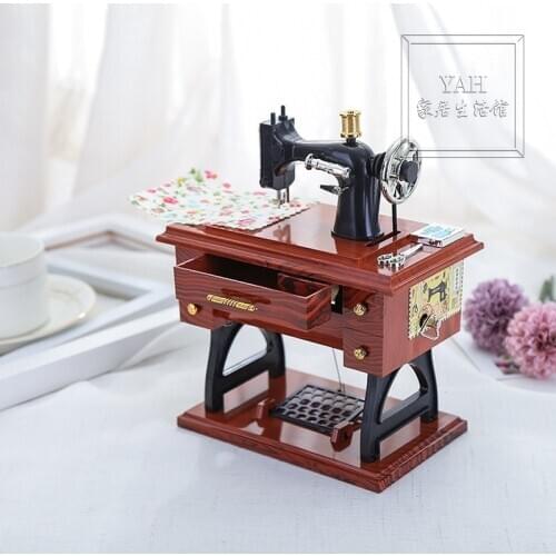Antique Sewing Machine Elegant Music Box Retro Imitation Wood Music Box To Put A Valentines Day Gift