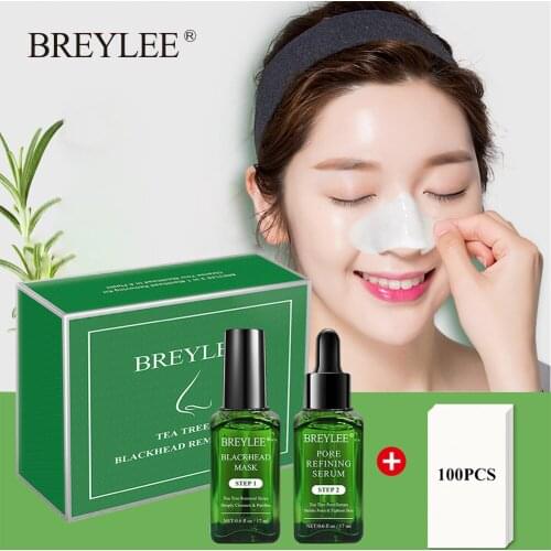 BREYLEE Blackhead Remover Serum Mask Shrink Pore Essence Set Anti Acne Treatment Pore Minimizer Serum Oil-Control Skincare Set