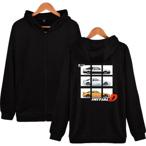 Drift Japanese Anime AE86 Initial D Zip Up Hoodies Women Men Harajuku Sweatshirt Streetwear Hip Hop Fleece Zipper Hooded Jacket