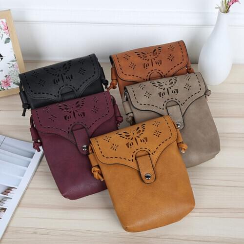 Vintage Casual Women Bag Hollow Out Crossbody Bags PU Leather Small Shoulder Bag Brand Women Messenger Bags Bolsas femininas