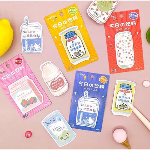 25sheets Beverage Milk Juice Lactic Acid Bacteria N Times Memo Note Small Fresh and Tearable Self-adhesive Message Memo Note