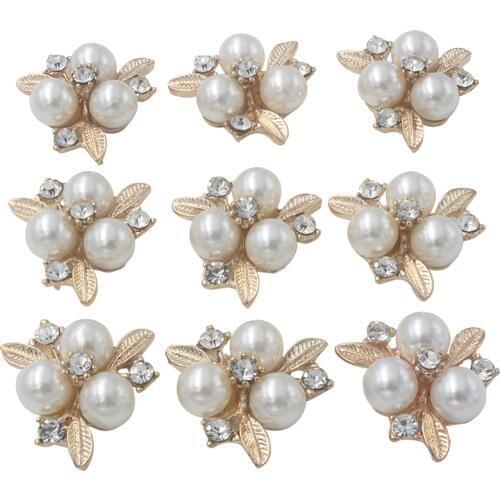 Rhinestone Pearl Buttons Sewing On Embellishments Apparel Handmade Flat back Boutons Decorative Buttons Free Shipping 10pcs
