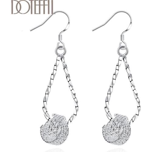 DOTEFFIL 925 Sterling Silver Double Circle Drop Earrings Charm Women Jewelry Fashion Wedding Engagement Party Gift