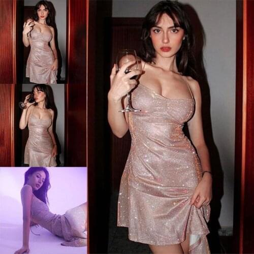 Womens Halter Neck Summer Sleeveless Backless Party Sexy Elegant Dresses Beach Fashion Horizontal-Neck Clothing