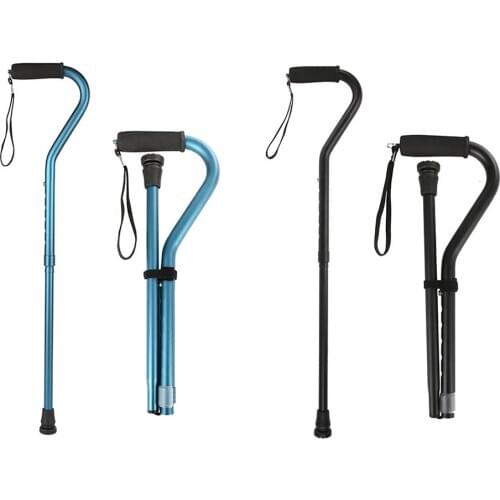 1 PC Folding Walking Stick Lightweight Adjustment Crutch Comfortable Hand Grip Non-slip Foot Pad Design For Stability Support