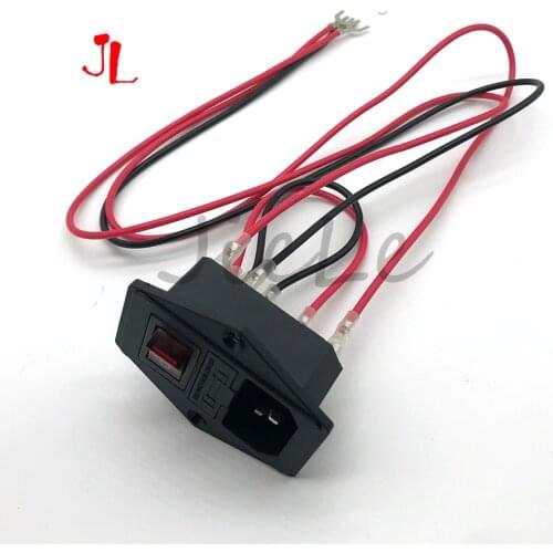 10Pcs ON/OFF Switch Socket with Female Plug Wires Cable for Power Supply Cord Arcade Game Machine IO Switch with Fuse