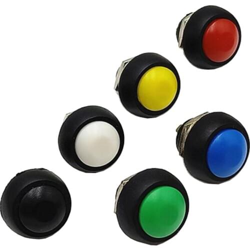 10 PCS PBS-33B ON-OFF 12mm Waterproof Momentary Self-reset Push button Switch SPDT Red/Green/White/Black/Blue/Yellow