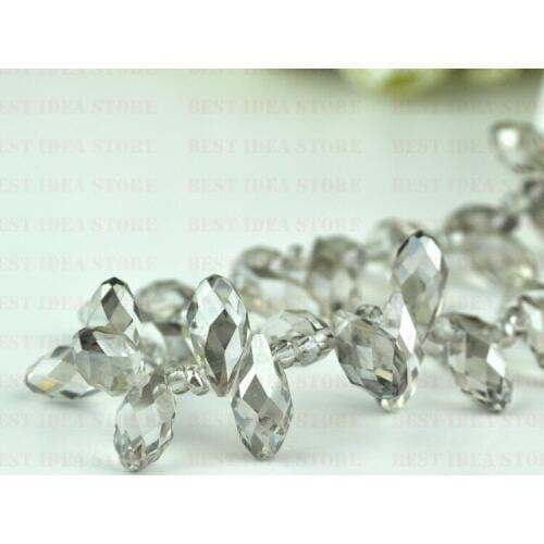 100pcs 6x12mm Grey Color Briolette Pendants Waterdrop Crystal Glass Jewelry Loose Teardrop Beads DIY
