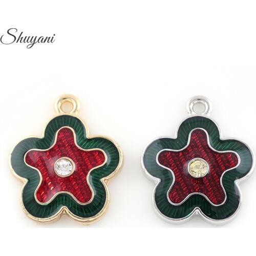 20PCS Retro Flower Women Choker Necklace Pendant Enamel Vintage Accessories 25*21mm