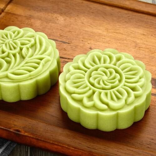 2021 New 100g Mooncake Barrel Mold with 6pcs Flower Stamps Hand Press Moon Cake Pastry