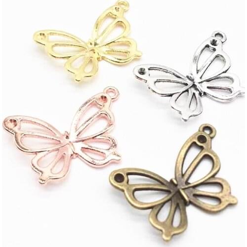 High quality 20 pcs butterfly charms butterfly Pendants fit DIY handmade necklace earring bracelet charms Jewelry Making