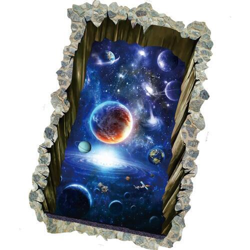 3D PVC Floor Sticker for Living Room Bedroom Bathroom Waterproof Ceramic Universe Planet Panel Mural Decals Vinyl Art Stickers