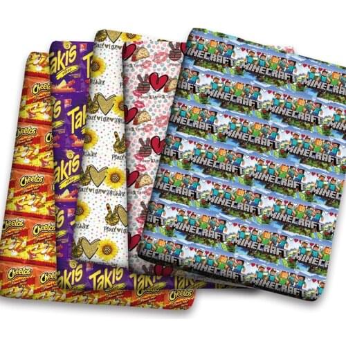 50*150cm Cartoon Hot Game Heart Food Pattern Printed Polyster Cotton Liverpool Bullet Fabric for DIY for Handmade By Yard