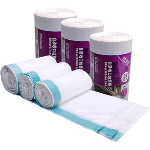 50 Pcs Stringing Type Home Portable Garbage Bag White Household Disposable Garbage Bags Kitchen Plastic Large Trash Garbage Bag