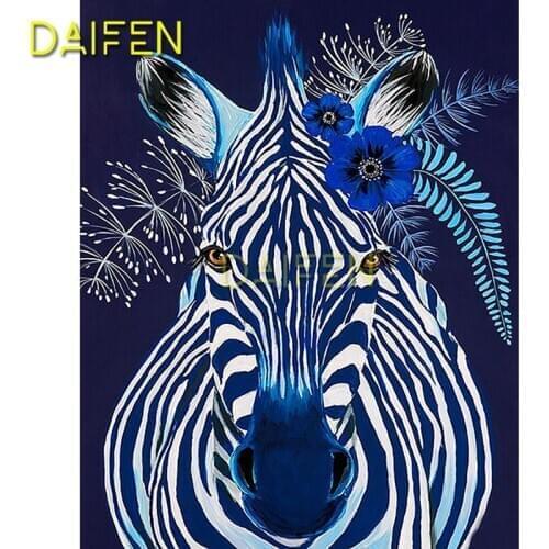 Full Round Diamond embroidery 5D DIY Diamond painting Cross stitch Full Square Diamond mosaic zebra blue flower tree leaves