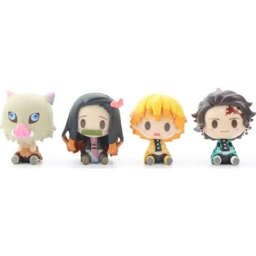 Anime Demon Slayer Doll Seated Version Nidouzi Inosuke Zenizu Kitchen Door Demon Slayer Kawaii Figure Kids Toy Gift PVC Dolls