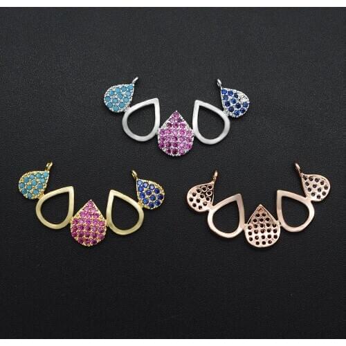 10x31mm 100% CZ Zircon DIY Jewelry Water Drop Connectors Charm Wholesale Custom Orders Welcome OEM Order Accepted