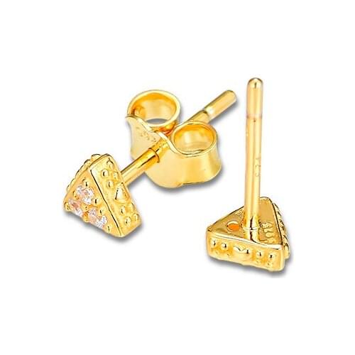 Shine Sparkling Triangles Stud Earring 100% 925 Sterling-Silver-Jewelry Free Shipping