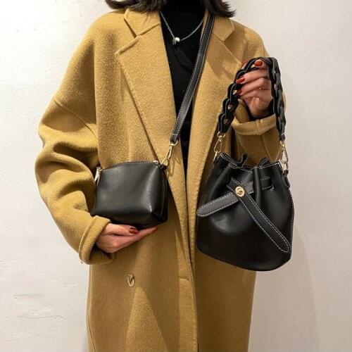 Brand Design Luxury Ladies Bucket PU 2 In 1 Shoulder Bag Messenger Female Solid Color Handbag