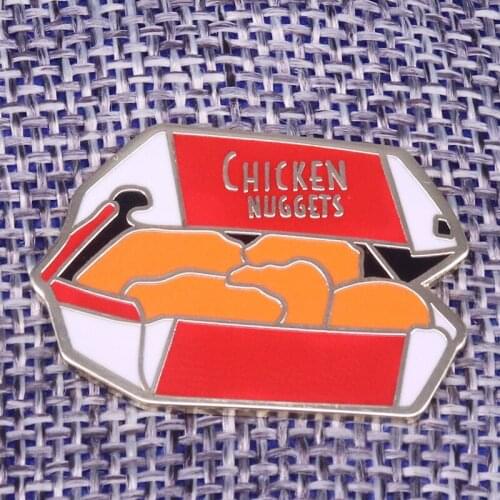 Chicken Nuggets Brooch fast food sauce strips wings enamel pin Happy FoodieTime badge Childhood Memory Jewelry