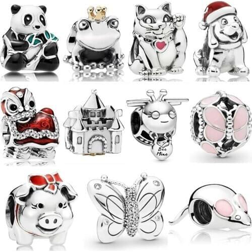 DIY Charm Panda Happily Ever After Castle Bee Mine Decorative Butterfly 925 Sterling Silver Beads Fit Fashion Bracelet Jewelry