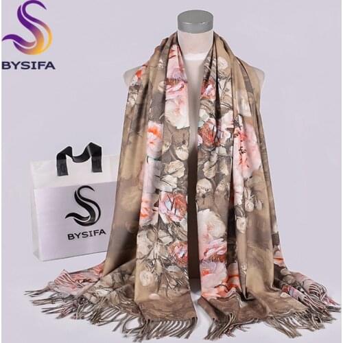 [BYSIFA] Winter New Camel Wool Cashmere Scarves Pashmina Printed Luxur Brand Long Shawls Ladies Neck Scarf Hijab Echarpes chales