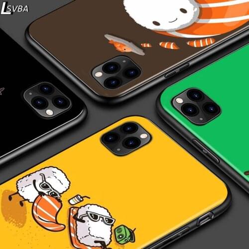 Sushi Pug For iPhone 12 Pro Max Mini 11 Pro XS Max X XR 6S 6 7 8 Plus 5S Bright Black Phone Case