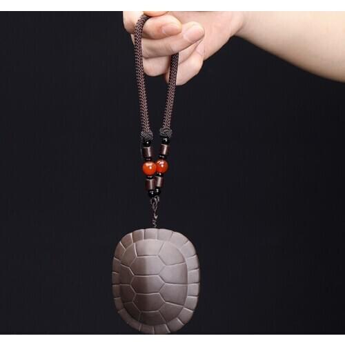 Handmade Purple Clay Tea Pet Turtle Shell Statue Car Pendant Lucky Tea Pet Chinese Kung Fu Tea Set Accessories Crafts Creative