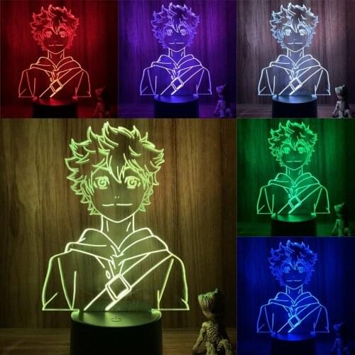 Haikyuu Shoyo Hinata Smile Face Lover 3D Lamp Action Figure LED NightLight 7 Colors Touch Table Decor Night Light Gift Model