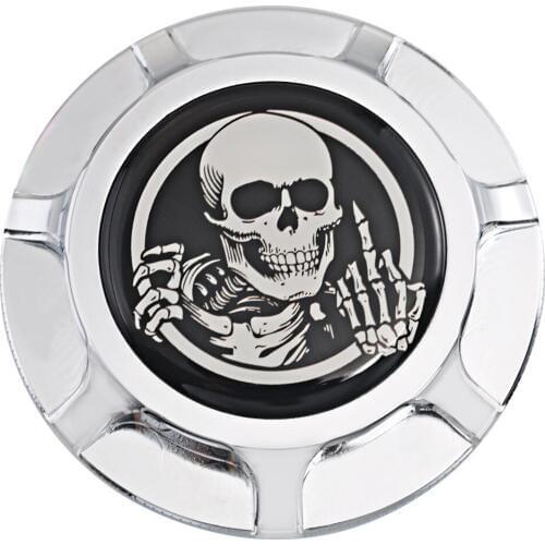 Chrome Modified Fuel Tank Gas Cap Oil Cover Skull 3D Stereo Crystal PVC Drop Topper Adjustable Fit For Harley