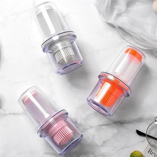 Kapmore 1pc Heat Resistant Oil Bottle Brush Sauce Bottle Brush Baking Brush With Lid BBQ Tools Accessories Baking Supplies