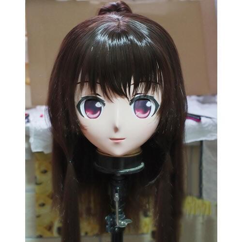 KM110) Handmade Female Resin Crossdress Pretty Girl 3/4 Head Lolita Doll Mask Japanese Anime Cosplay Kigurumi Mask Crossdresser