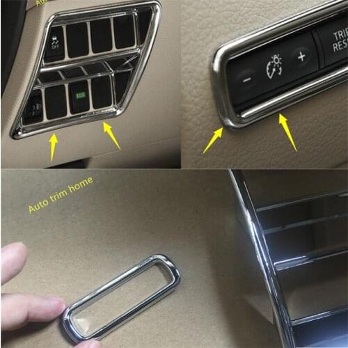 Lapetus Chrome Headlight Head Lights Lamps Switch + Odometer Button Cover Trim Fit For Nissan Rogue / X-trail T32 2014 - 2020