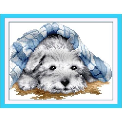 Small lovely dog cross stitch kit cartoon 11ct count canvas stitches embroidery DIY handmade needlework plus